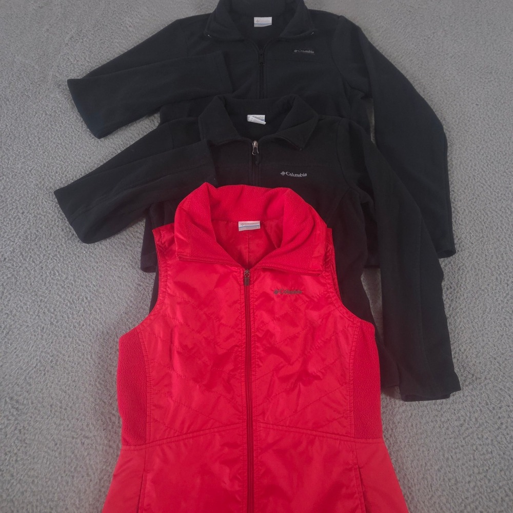 LOT OF 3 Columbia Jacket Women S Black Fast Trek II Mix It Around II Vest Fleece